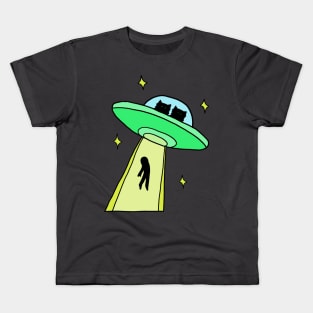cat alien abduction Kids T-Shirt